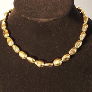 VINTAGE Ralph Loren Gold tone Bean Bead Necklace